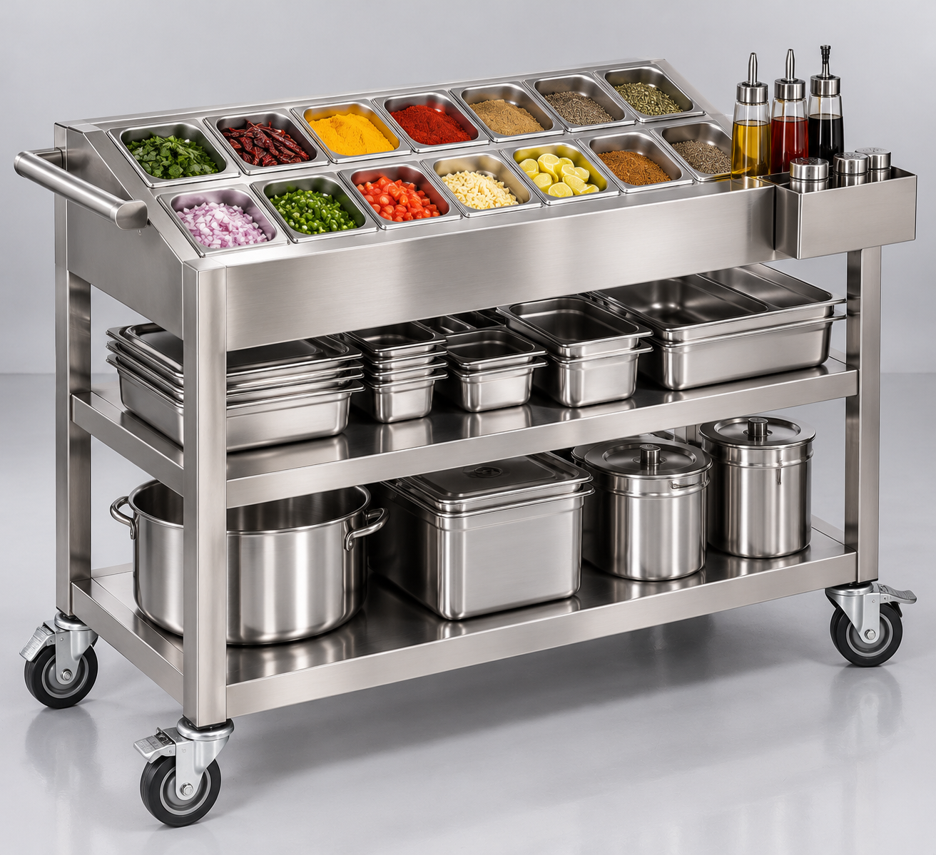 Customised Masala Trolley WIrh GN Pans